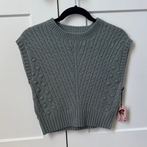 Gray / Blue Cable Knit Women's Sweater Vest